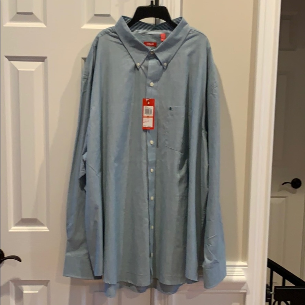 NWT Izod Denim Blue Button up shirt 3XL